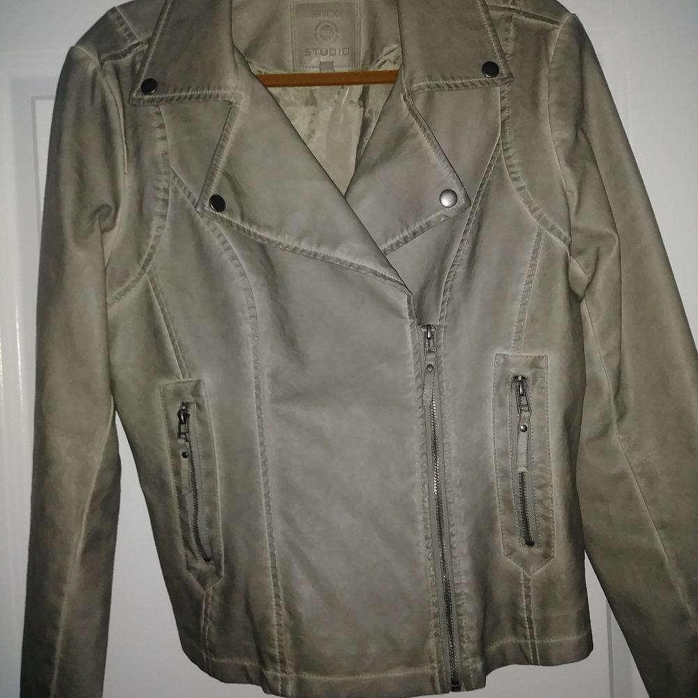 Max studio faux leather moto jacket nwot